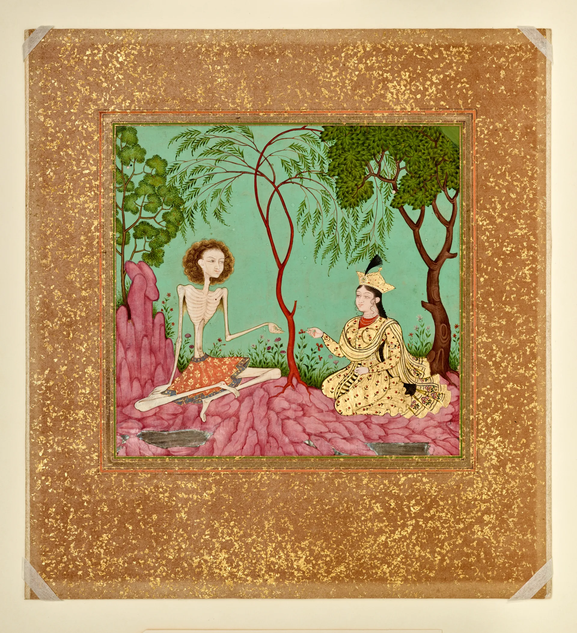 Layla visits Majnun in the wilderness, c. 1770, Keir Collection